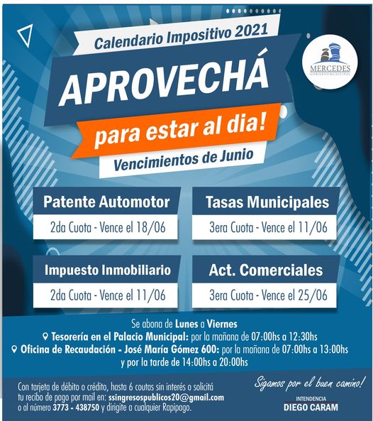 Este viernes 25 de junio, vence la tercera cuota de Actividades Comerciales.