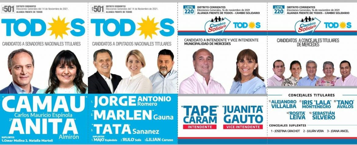 Boleta larga: La Alianza Social y Política Cambio Solidario – Frente de Todos presentó la boleta 220