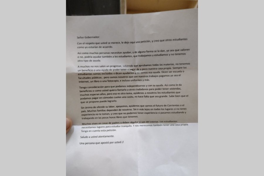Un elector correntino reemplazó su voto por una carta para el gobernador
