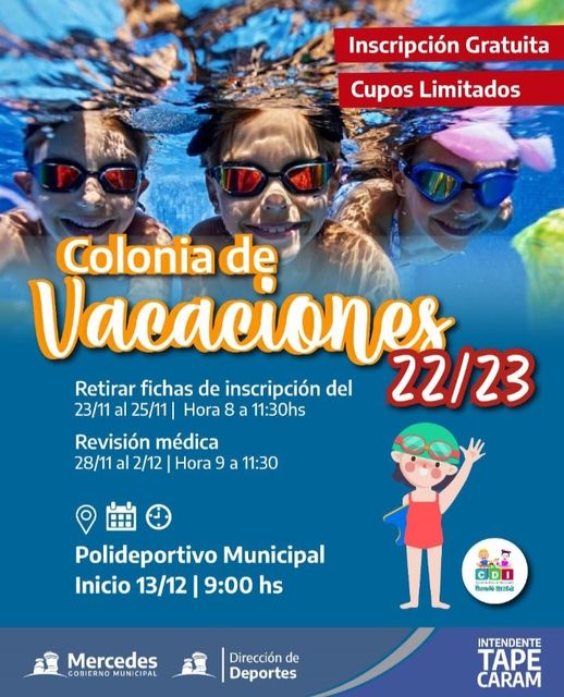 CDI Ñandé Mitá 1 y 2, te invitan a participar de la colonia de vacaciones temporada 2022/23.