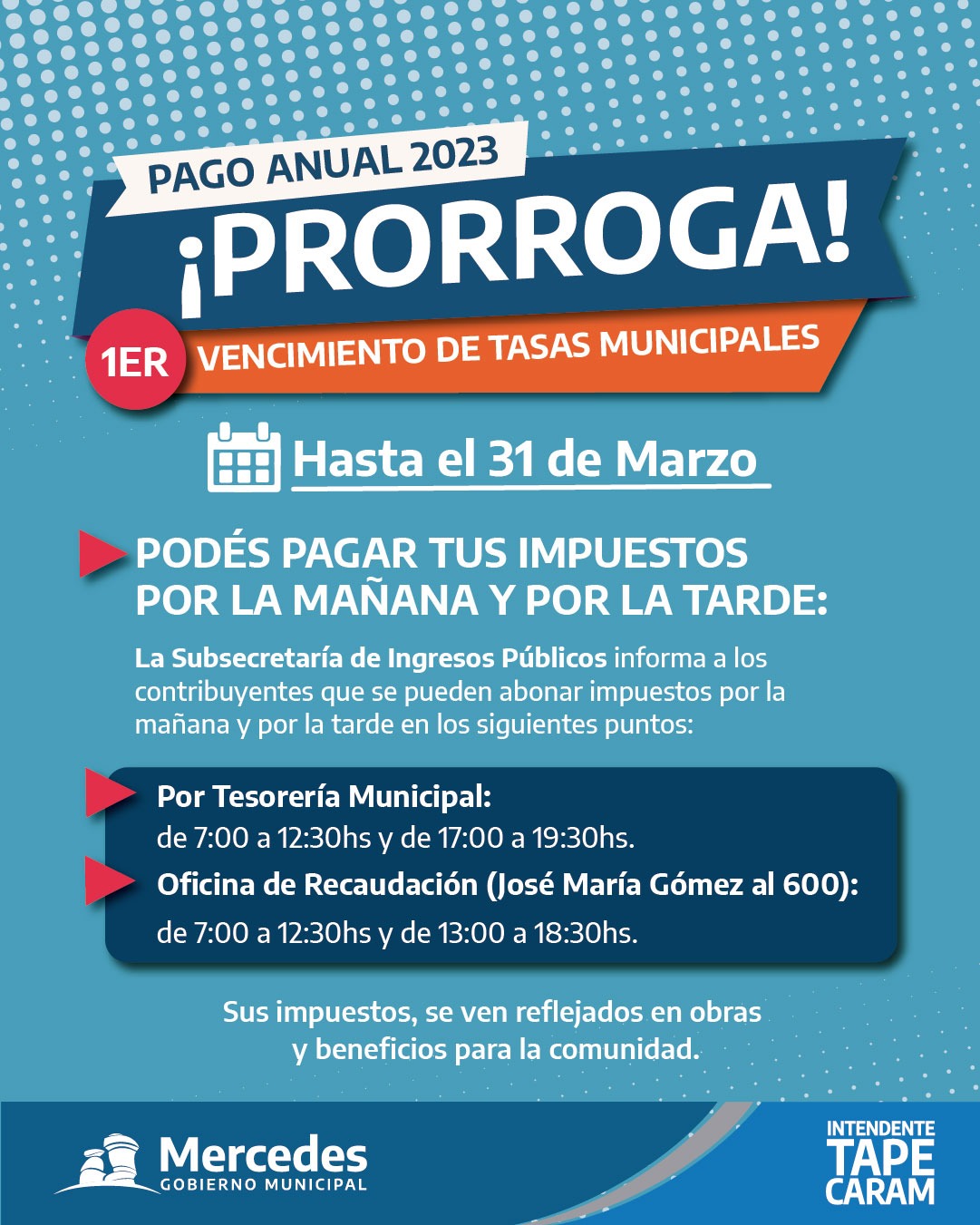 Prorroga de vencimiento de la primera cuota de tasas municipales