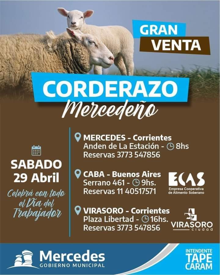 Este fin de semana tendremos cordero mercedeño en tres ciudades distintas