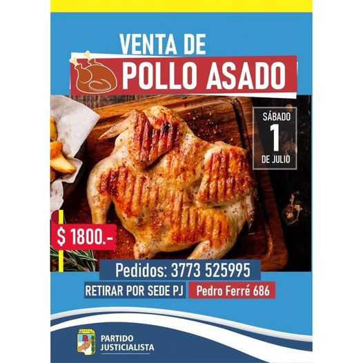 Venta de Ricos Pollos Asados, en sede del PJ
