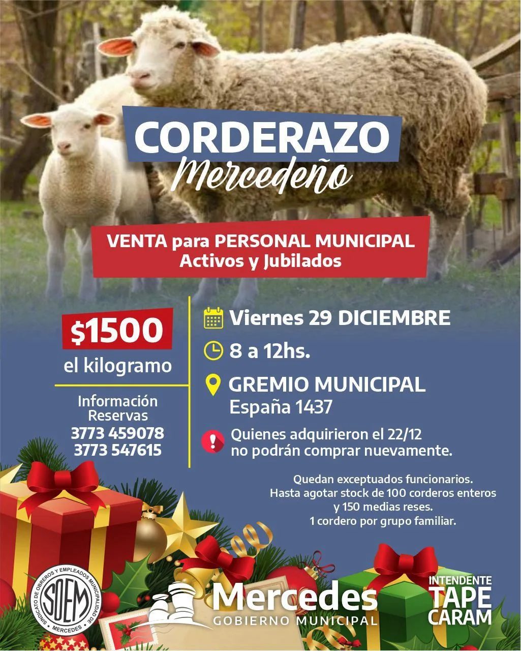 CORDEROS PARA EL PERSONAL MUNICIPAL
