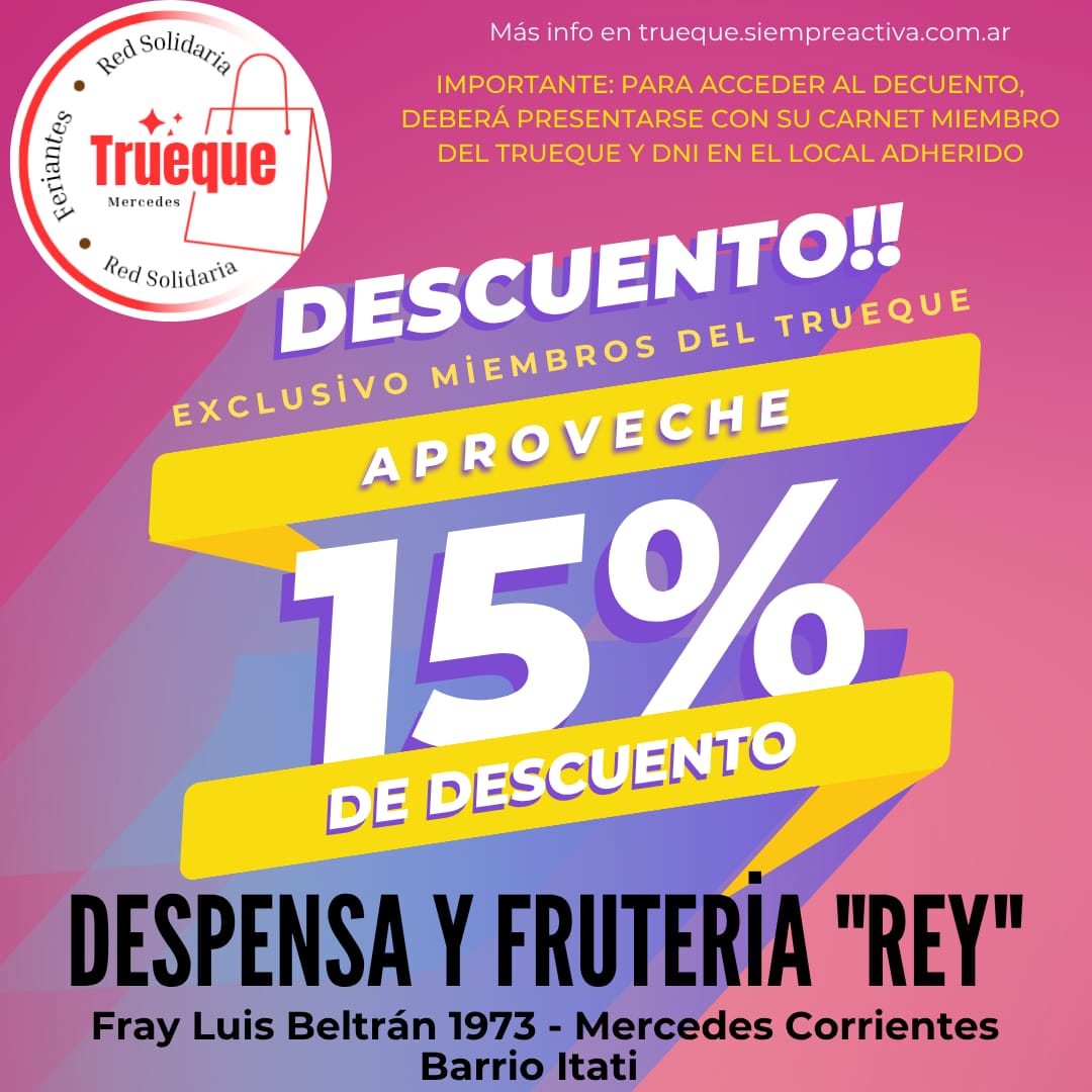 Nos sumamos al Trueque: 15% de descuento para sus miembros